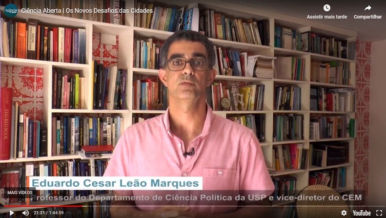 Eduardo Marques, que acaba de lançar pelo CEM e Editora Unesp o livro “As políticas do urbano em São Paulo”